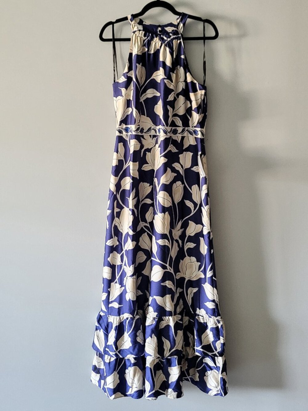 Maggy London Blue and Cream Unity Maxi Dress Size 12 - Picture 4 of 8